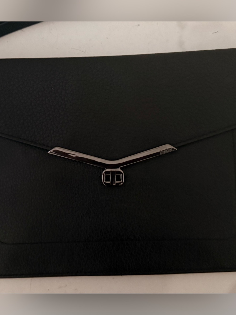 Botkier Black Pebbled Leather Envelope Wristlet with Silver Trim - Picture 8 of 9